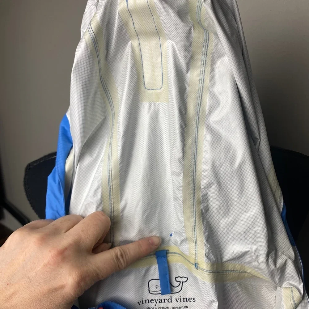 Vineyard Vines Men's Performance Rain Jacket XL Blue Hooded 1/2 Zip Lightweight - Picture 4 of 10